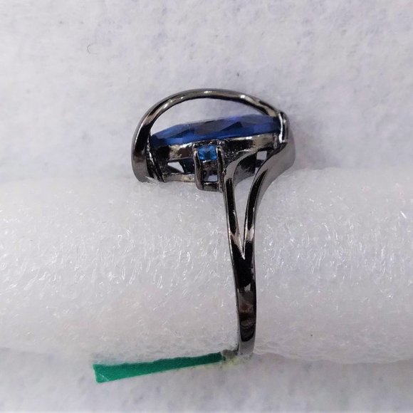 Brand New Luxury 18K Black Gold Filled 3.0 cttw Blue Marquise CZ Ring - Size 7 - Picture 8 of 8